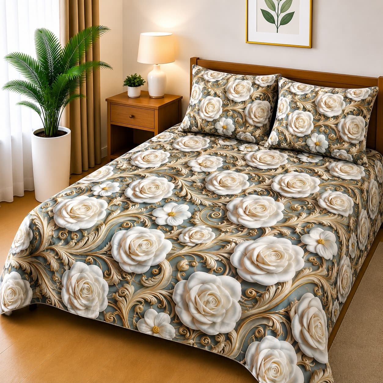 3-Piece 3D Digital Bedsheet Set - Design 60