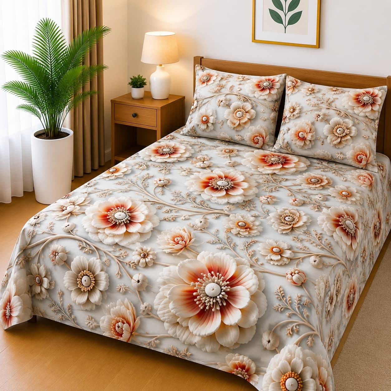 3-Piece 3D Digital Bedsheet Set - Design 66